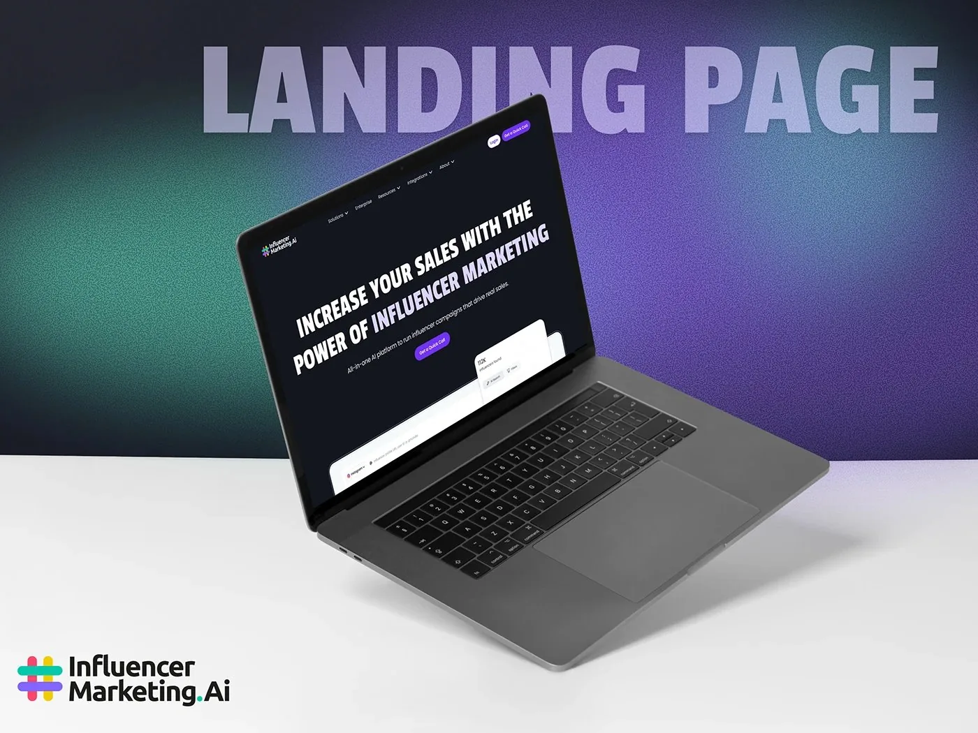 Influencer Marketing AI landing page on a laptop
