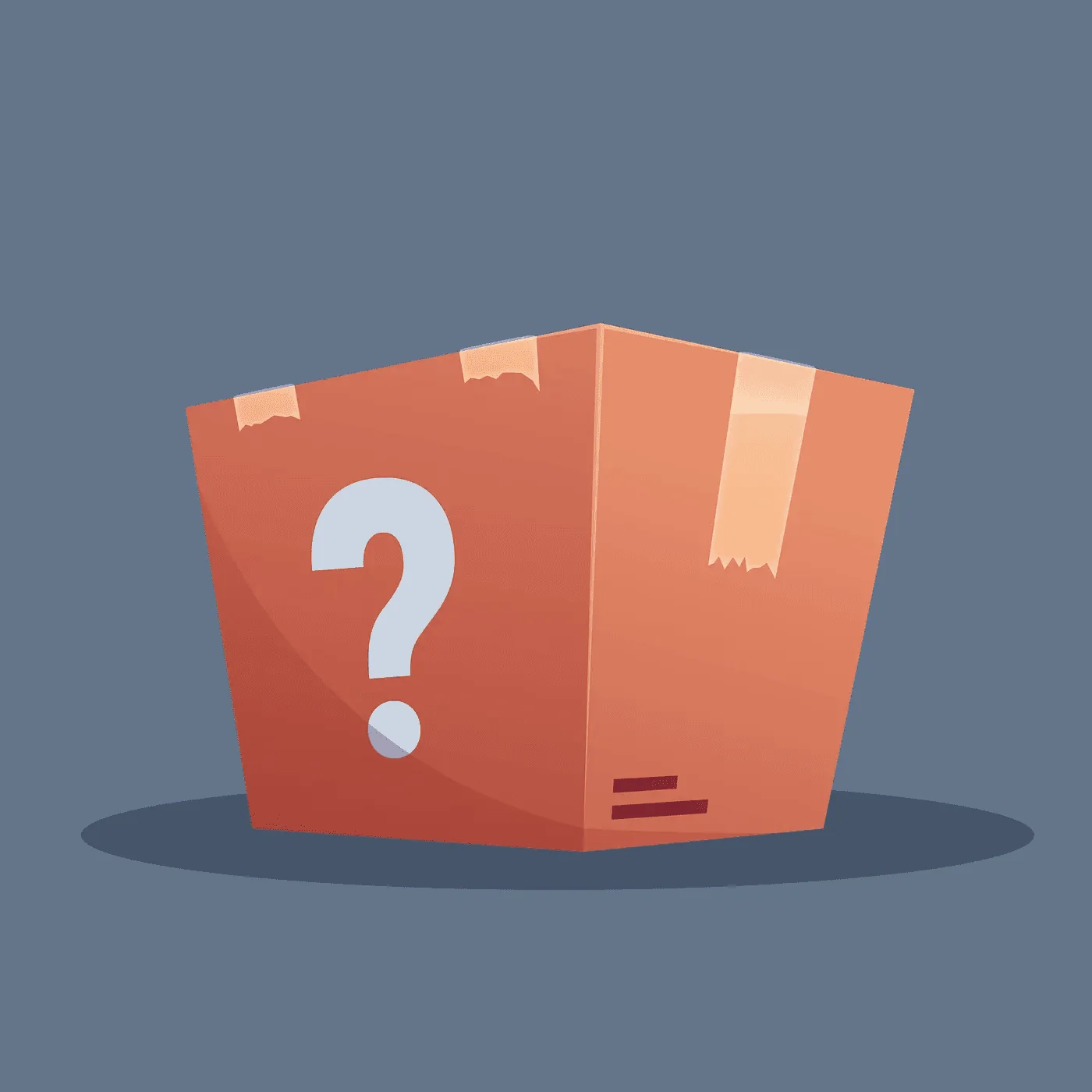 Cardboard box with a question mark