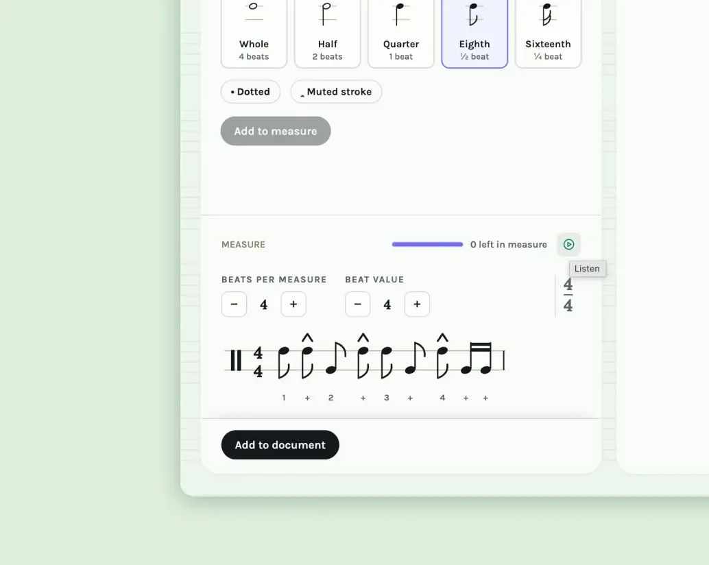 Music score editing interface