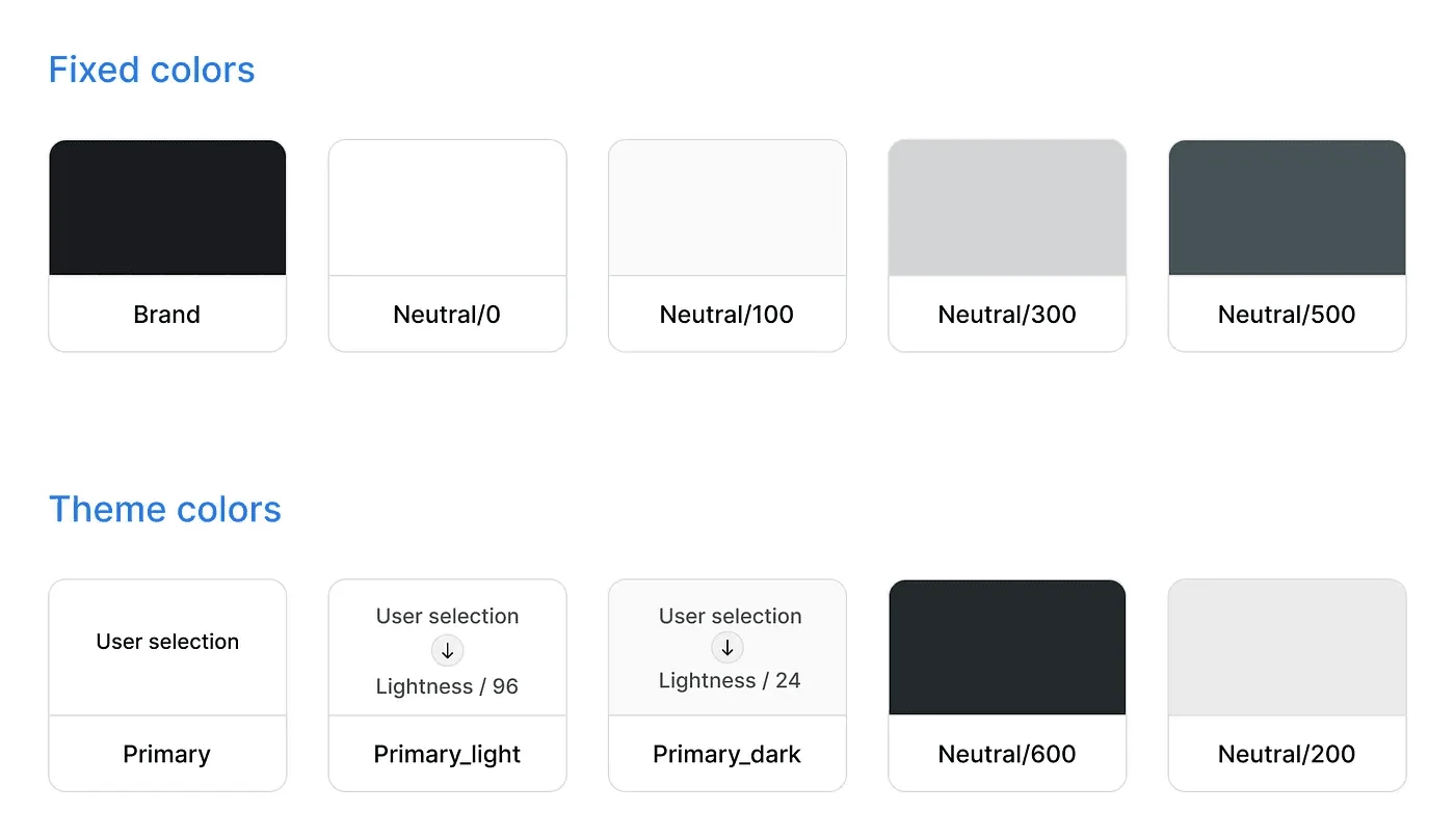 Product color palette tokens