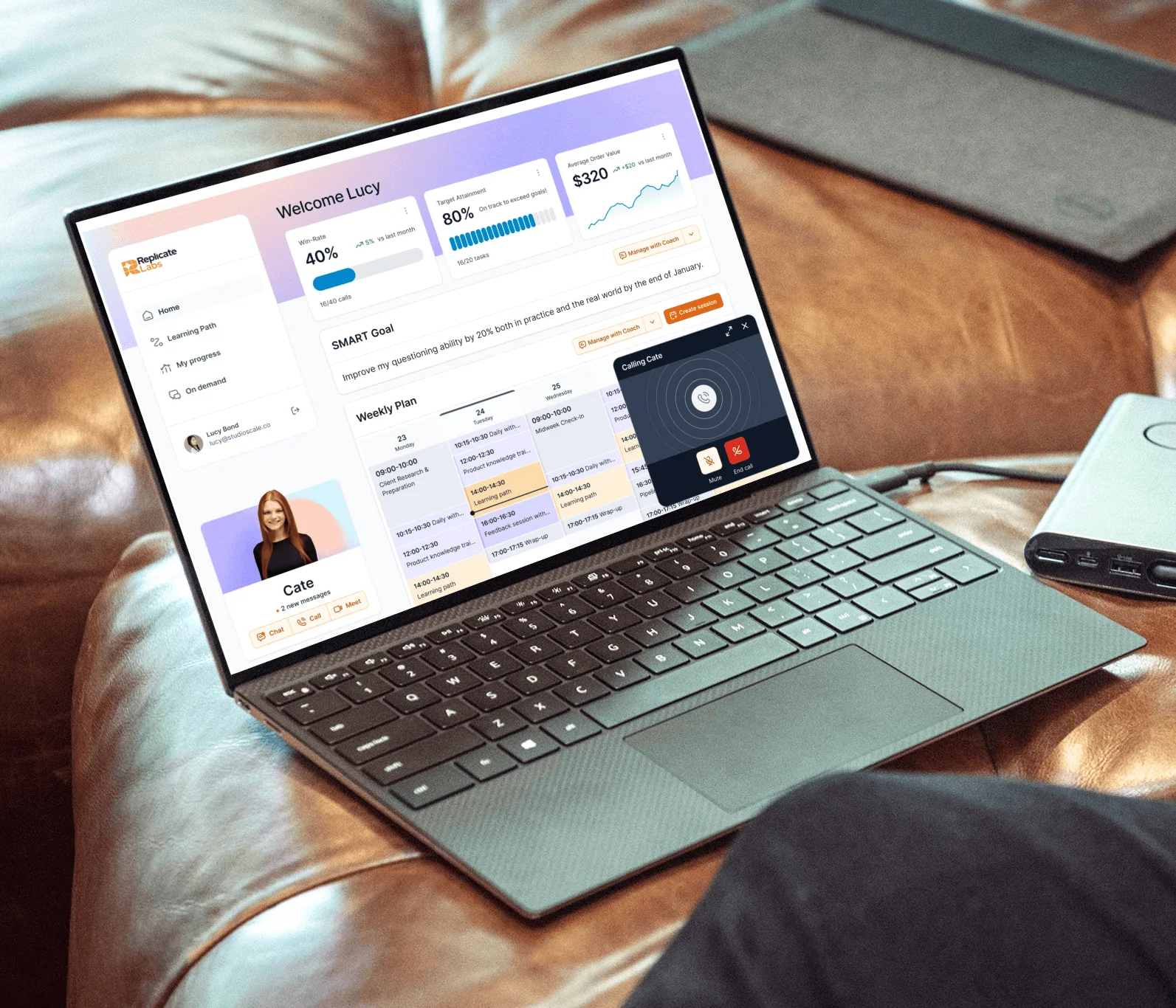 Replicate Labs AI sales coach product screens