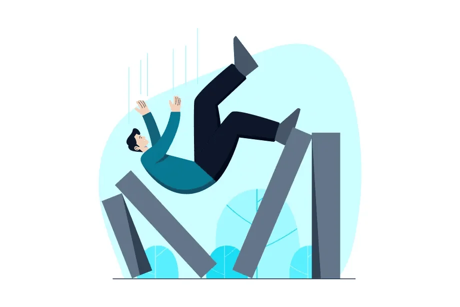 Person struggling to keep balance