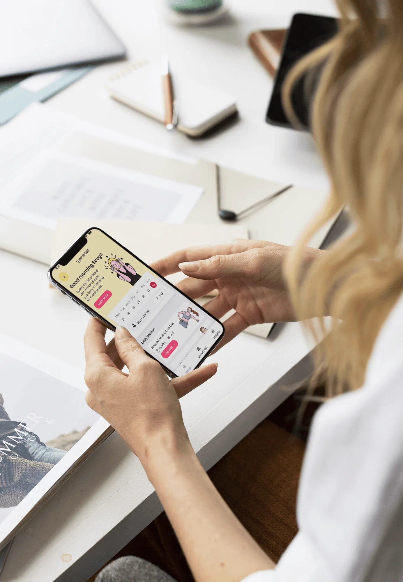 ULooksGood cycle tracking and wellness app screens